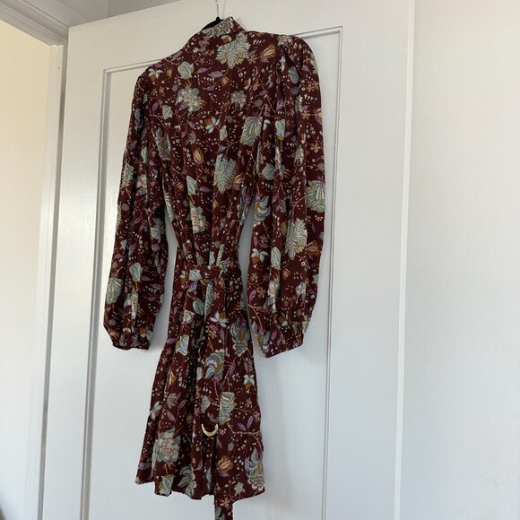 NWT Ulla Johnson Lula Mini Dress in Heliotrope Silk Floral High Neck Long Sleeve - Picture 11 of 13